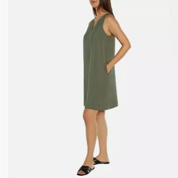 Banana Republic Womens V Neck Sleeveless Dress Olive Green Medium - Picture 2 of 6